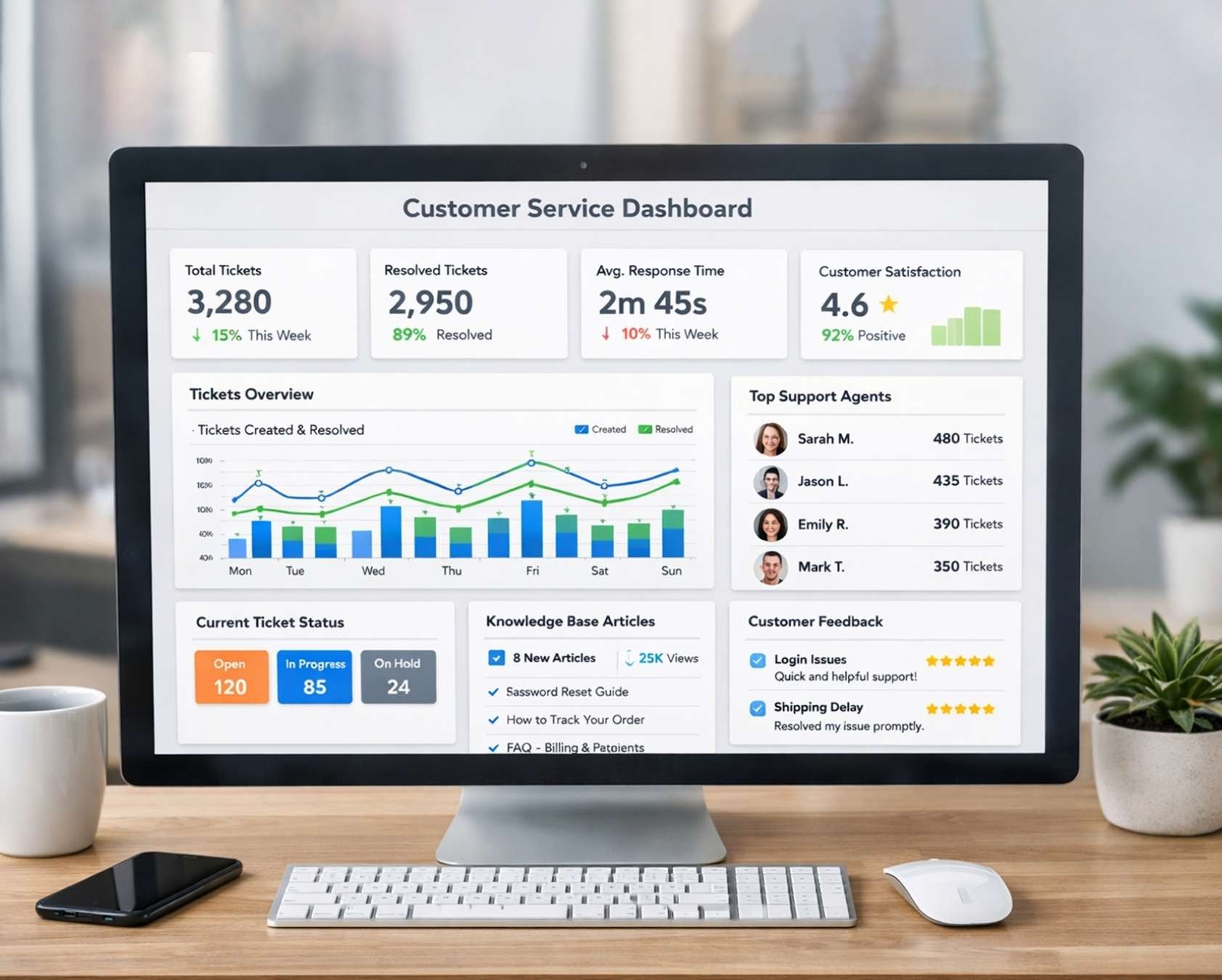 Customer Service Dashboard Features