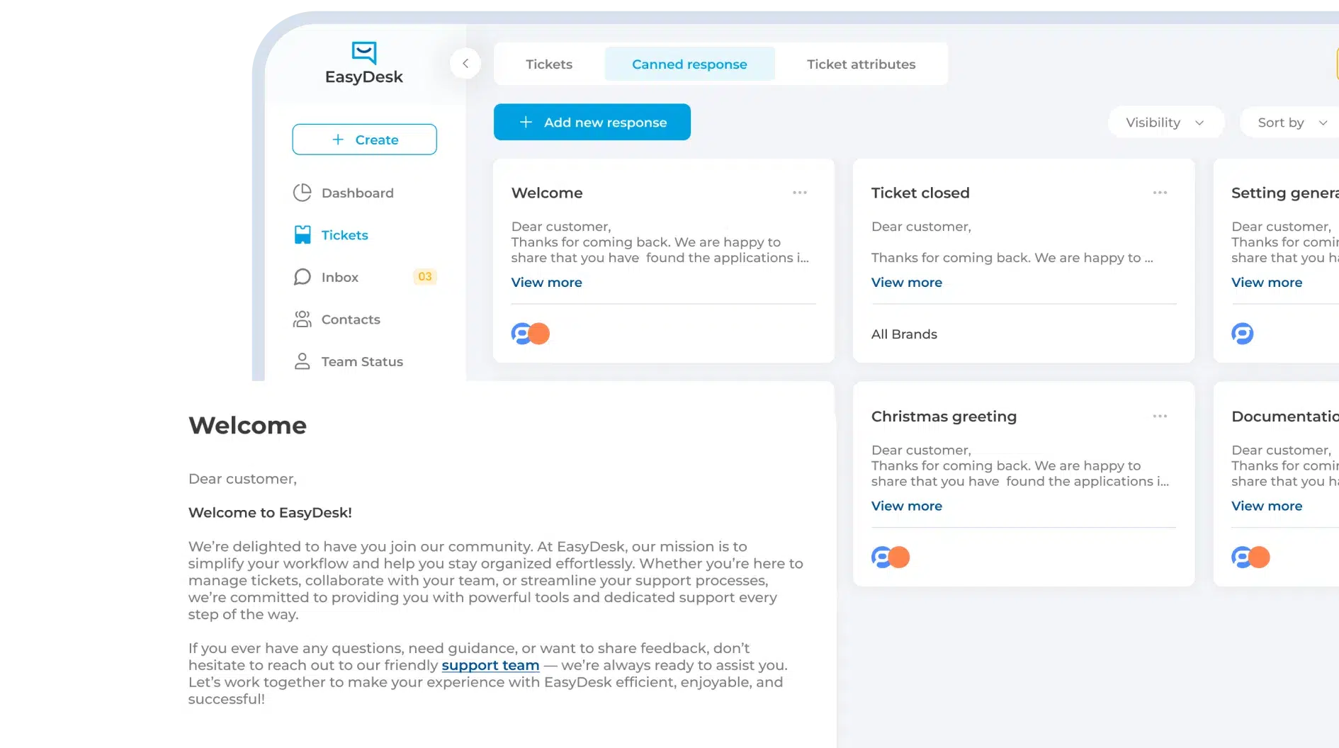 knowledge base and canned responses